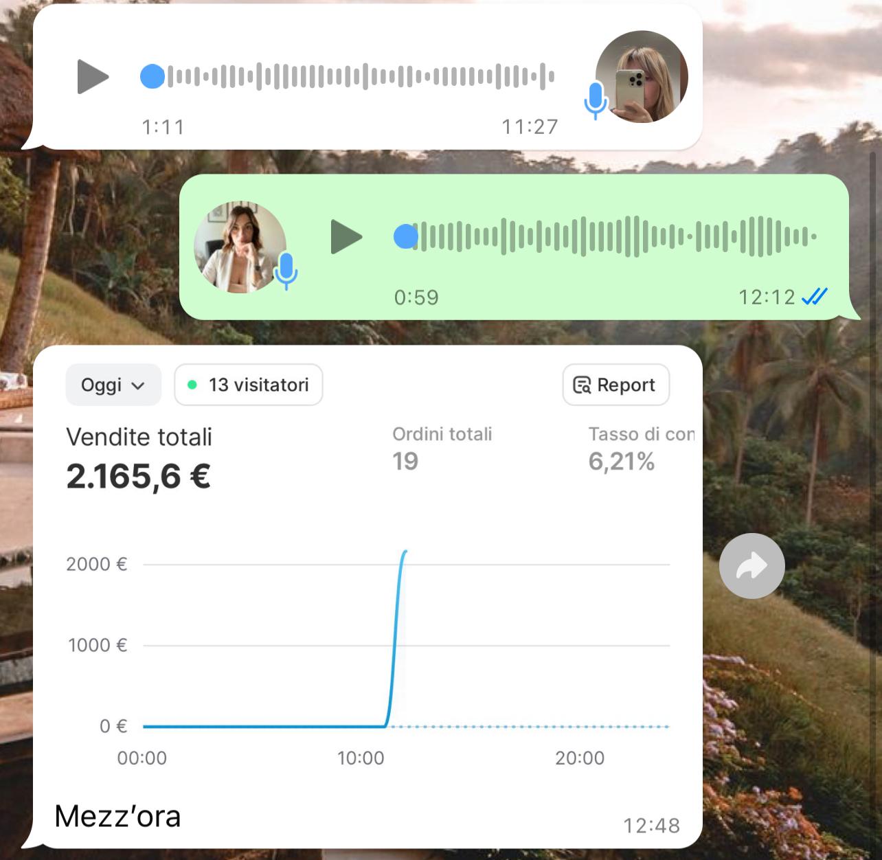 Picco di vendite di 2.165€ in 30 minuti